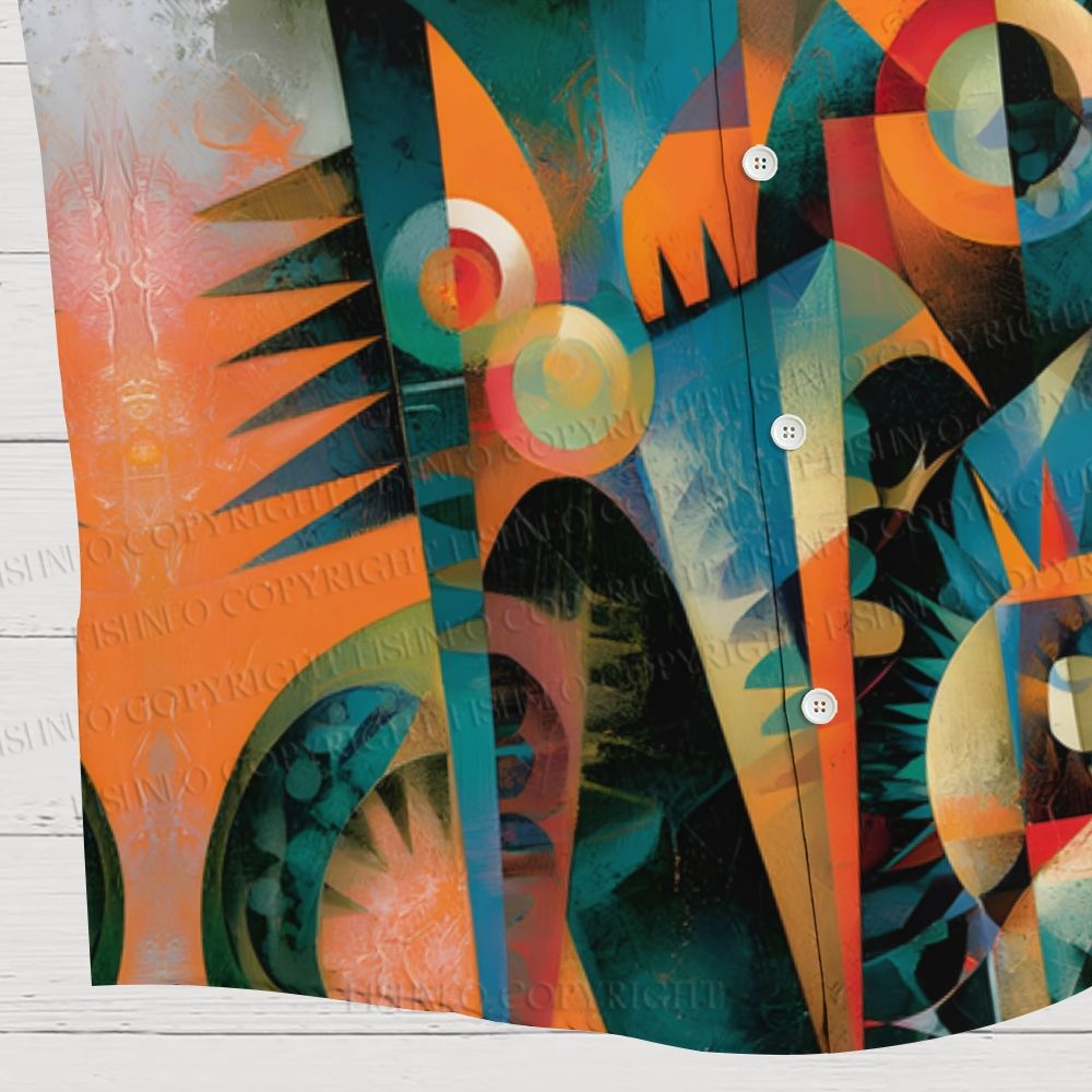 Abstract Geometric Monster Printed Hawaiian Shirt