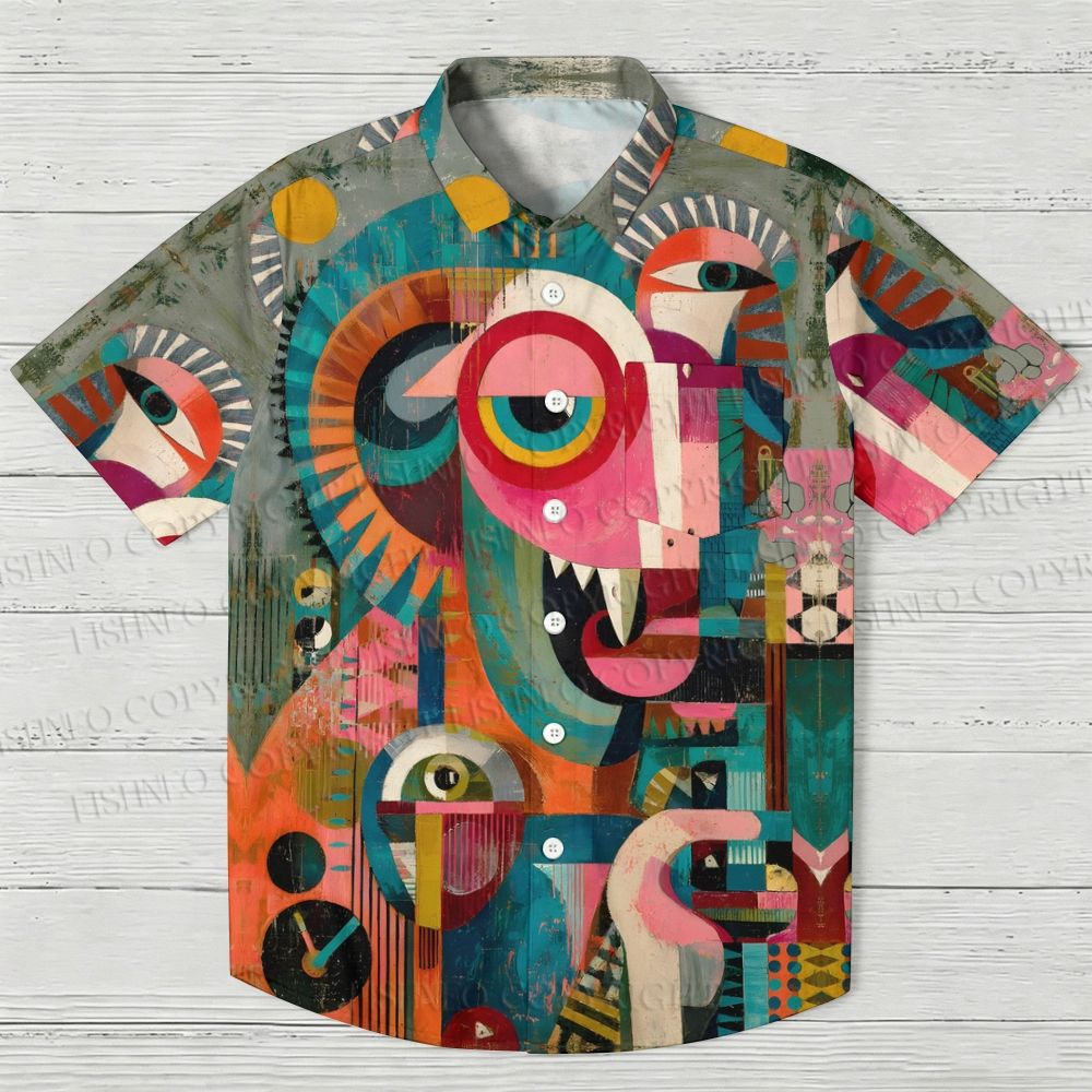 Abstract Art Goat Printed Hawaiian Shirt