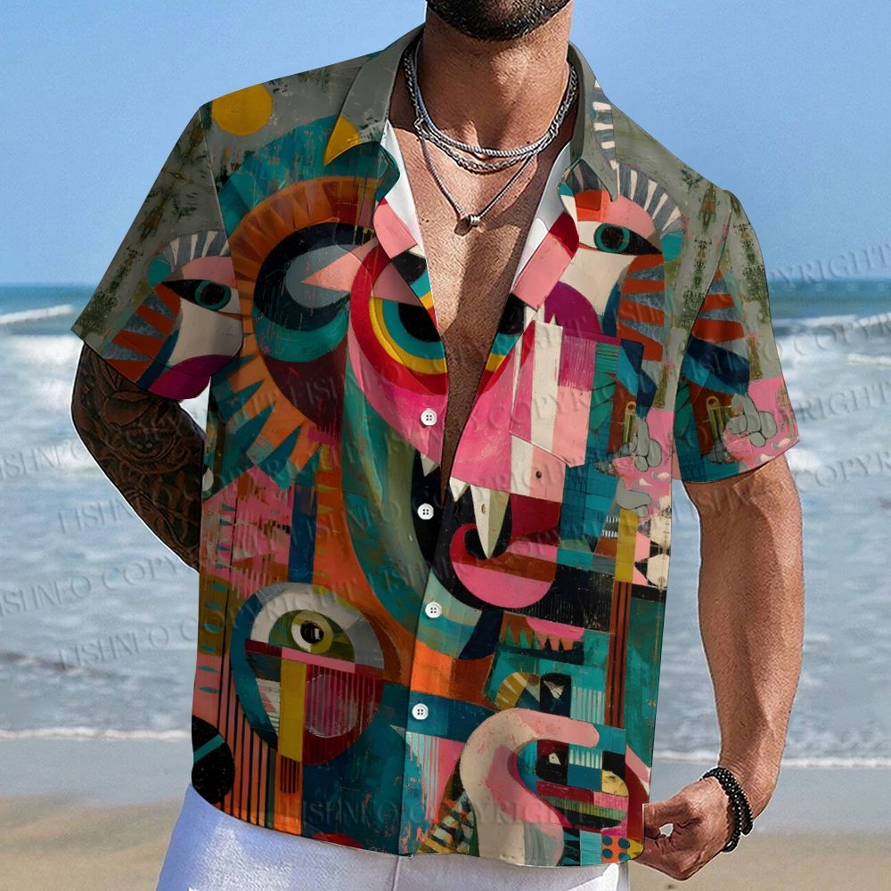 Abstract Art Goat Printed Hawaiian Shirt