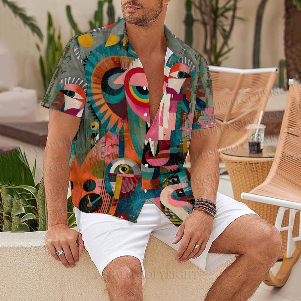 Abstract Art Goat Printed Hawaiian Shirt