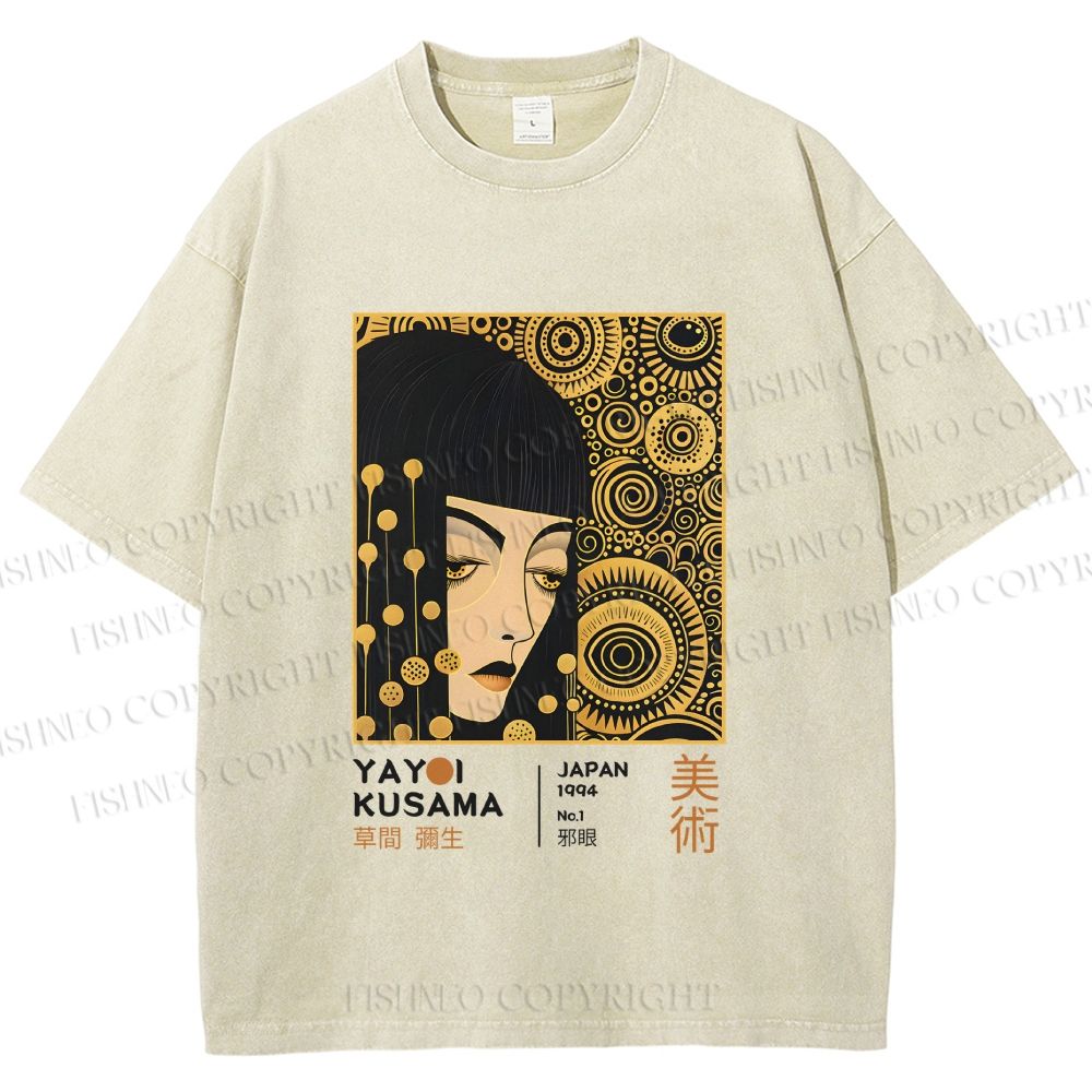 Unisex Yayoi Kusama Woman Printed Washed Tee