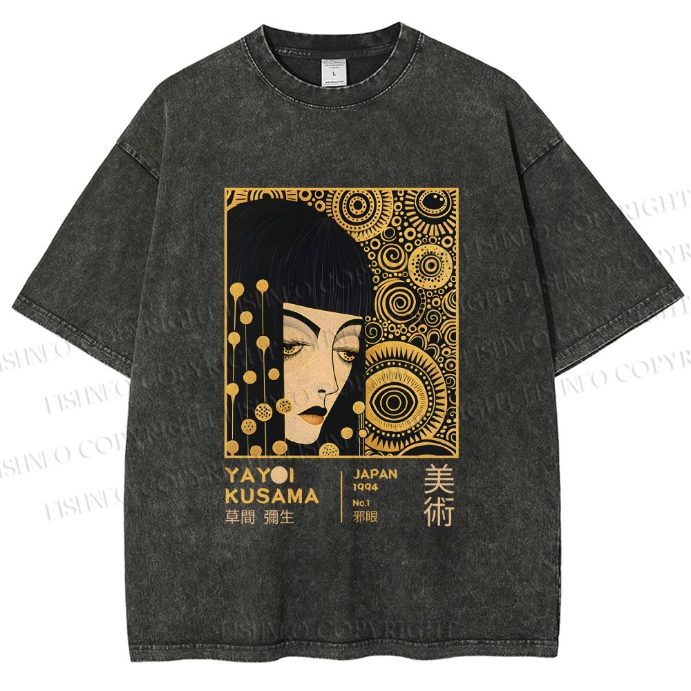 Unisex Yayoi Kusama Woman Printed Washed Tee