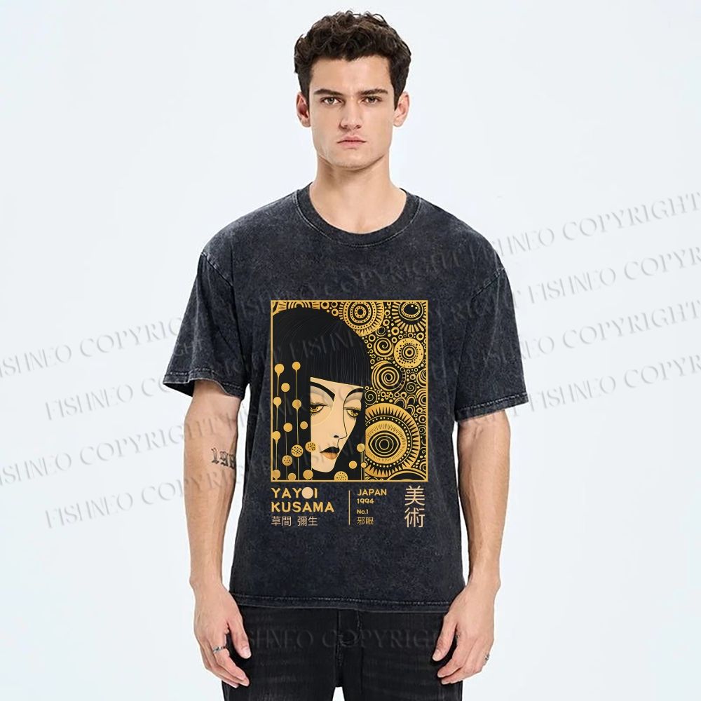 Unisex Yayoi Kusama Woman Printed Washed Tee