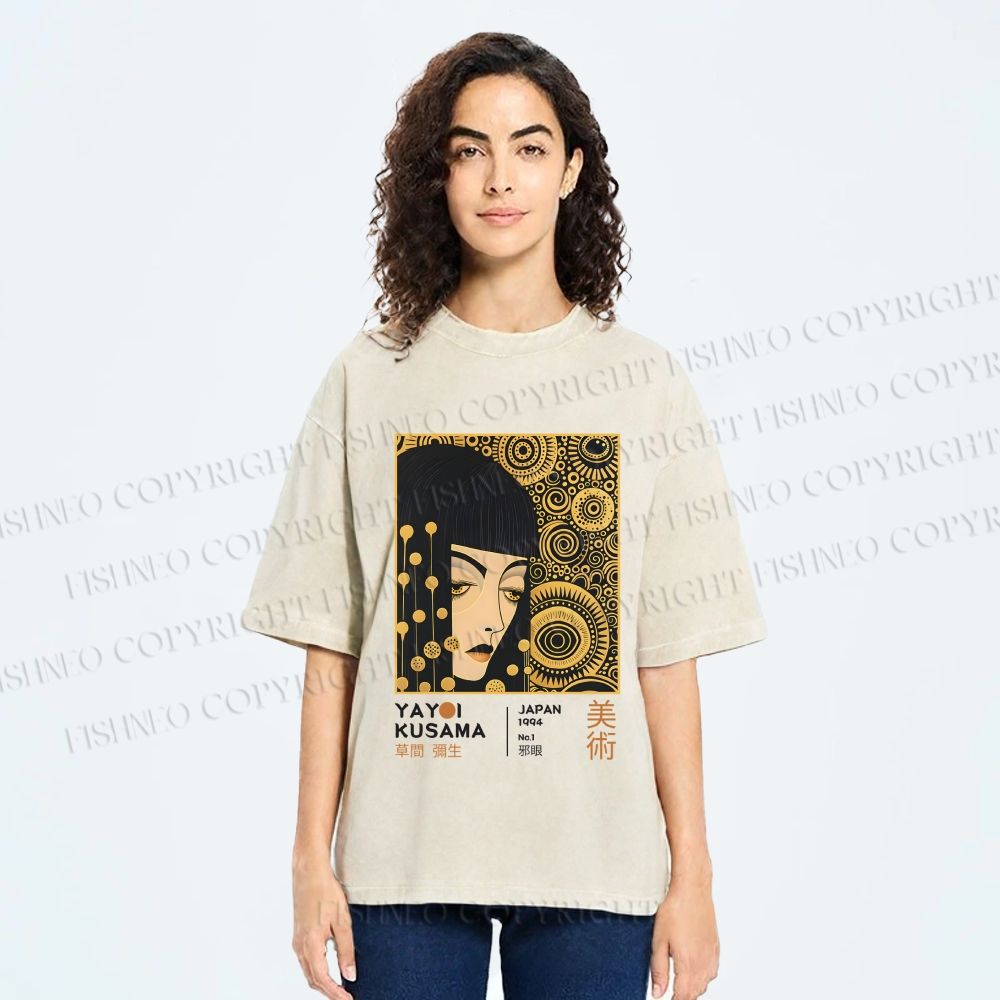 Unisex Yayoi Kusama Woman Printed Washed Tee