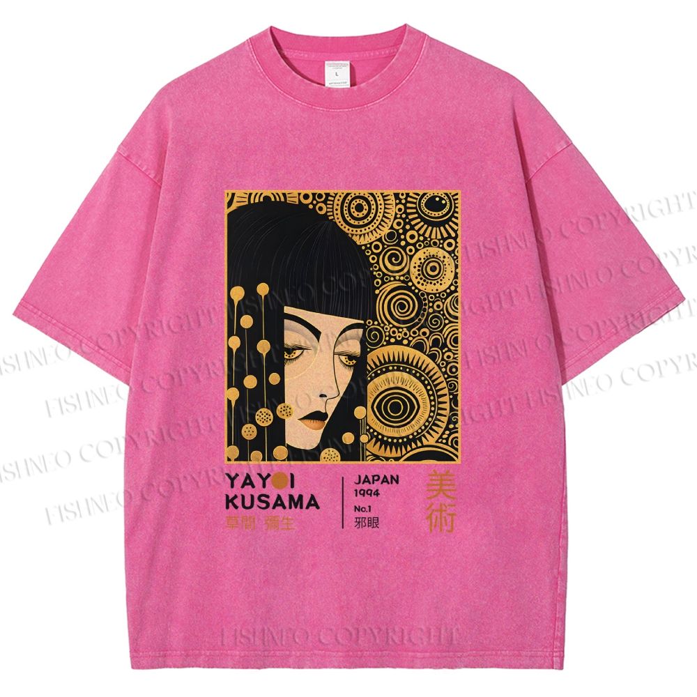 Unisex Yayoi Kusama Woman Printed Washed Tee