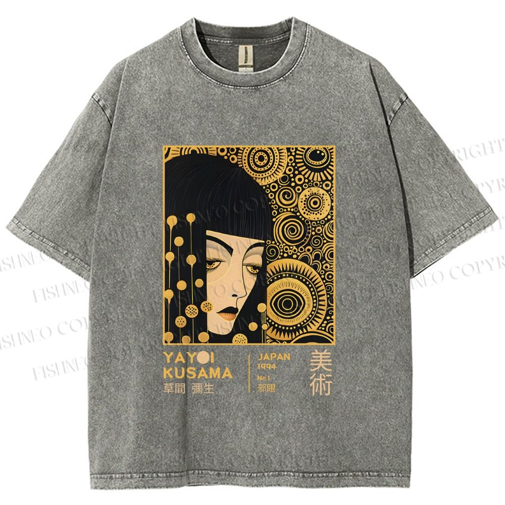 Unisex Yayoi Kusama Woman Printed Washed Tee
