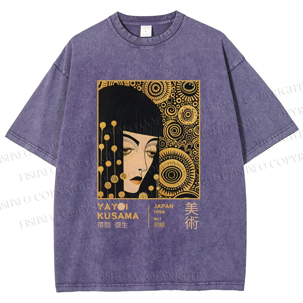 Unisex Yayoi Kusama Woman Printed Washed Tee