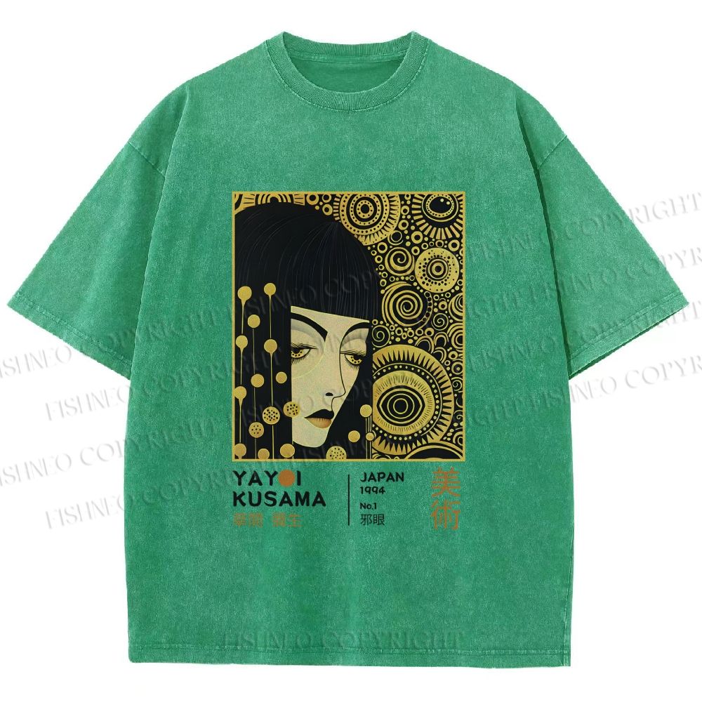 Unisex Yayoi Kusama Woman Printed Washed Tee