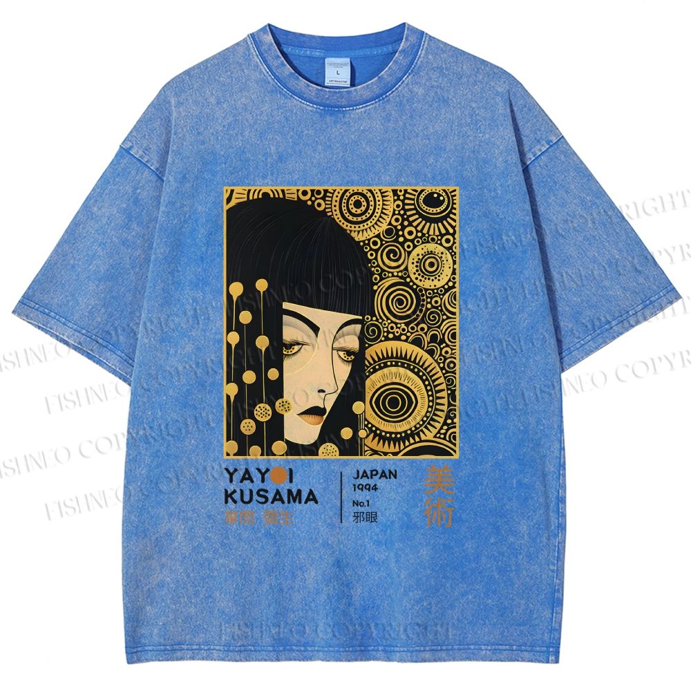 Unisex Yayoi Kusama Woman Printed Washed Tee