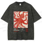 Unisex Yayoi Kusama Octopus Printed Washed Tee