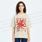 Unisex Yayoi Kusama Octopus Printed Washed Tee