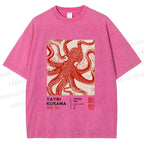 Unisex Yayoi Kusama Octopus Printed Washed Tee