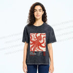 Unisex Yayoi Kusama Octopus Printed Washed Tee