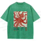 Unisex Yayoi Kusama Octopus Printed Washed Tee