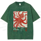 Unisex Yayoi Kusama Octopus Printed Washed Tee