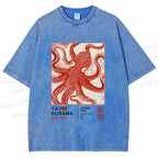 Unisex Yayoi Kusama Octopus Printed Washed Tee