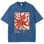 Unisex Yayoi Kusama Octopus Printed Washed Tee
