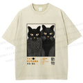 Unisex Yayoi Kusama Cat Printed Washed Tee