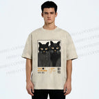 Unisex Yayoi Kusama Cat Printed Washed Tee