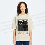 Unisex Yayoi Kusama Cat Printed Washed Tee