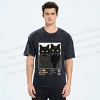 Unisex Yayoi Kusama Cat Printed Washed Tee