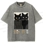 Unisex Yayoi Kusama Cat Printed Washed Tee