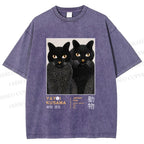 Unisex Yayoi Kusama Cat Printed Washed Tee