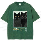 Unisex Yayoi Kusama Cat Printed Washed Tee