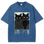 Unisex Yayoi Kusama Cat Printed Washed Tee