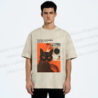 Unisex Yayoi Kusama Cat Printed Washed Tee