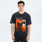 Unisex Yayoi Kusama Cat Printed Washed Tee