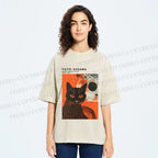 Unisex Yayoi Kusama Cat Printed Washed Tee