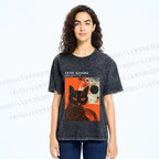 Unisex Yayoi Kusama Cat Printed Washed Tee