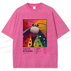 Unisex Yayoi Kusama Moth Printed Washed Tee