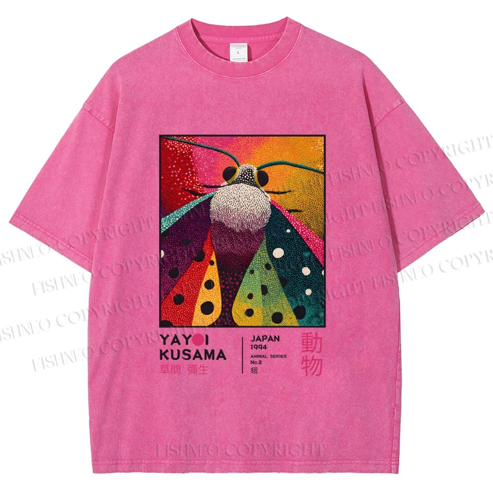 Unisex Yayoi Kusama Moth Printed Washed Tee
