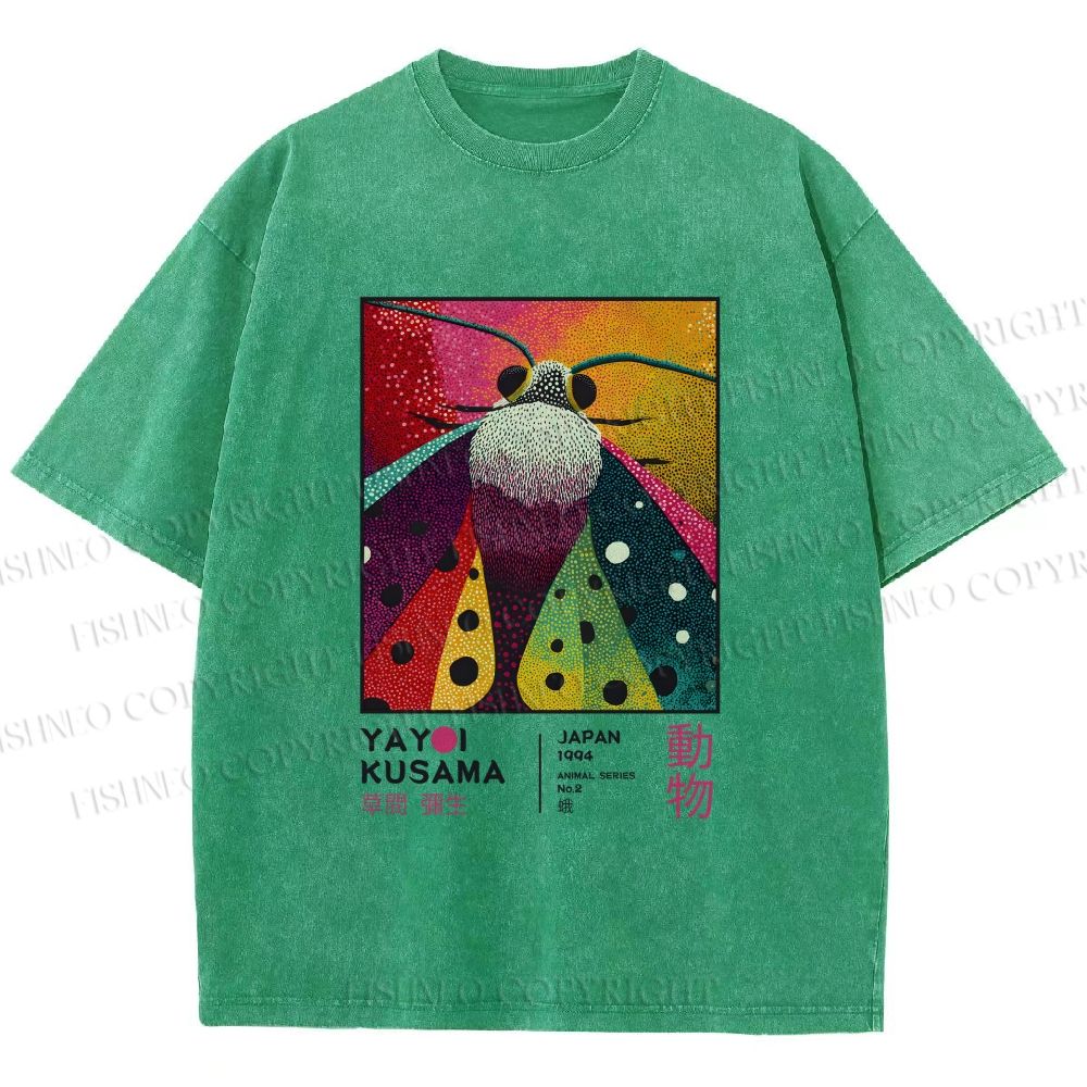 Unisex Yayoi Kusama Moth Printed Washed Tee