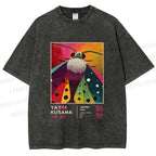 Unisex Yayoi Kusama Moth Printed Washed Tee