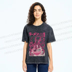 Unisex Octopus Ramen Printed Washed Tee