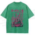 Unisex Octopus Ramen Printed Washed Tee