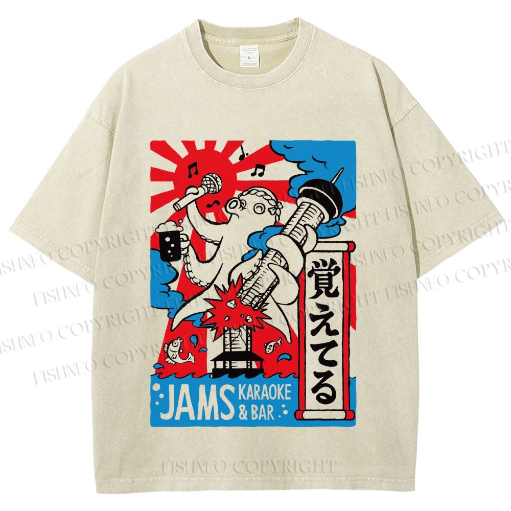 Unisex Jams Karaoke & Bar Printed Washed Tee
