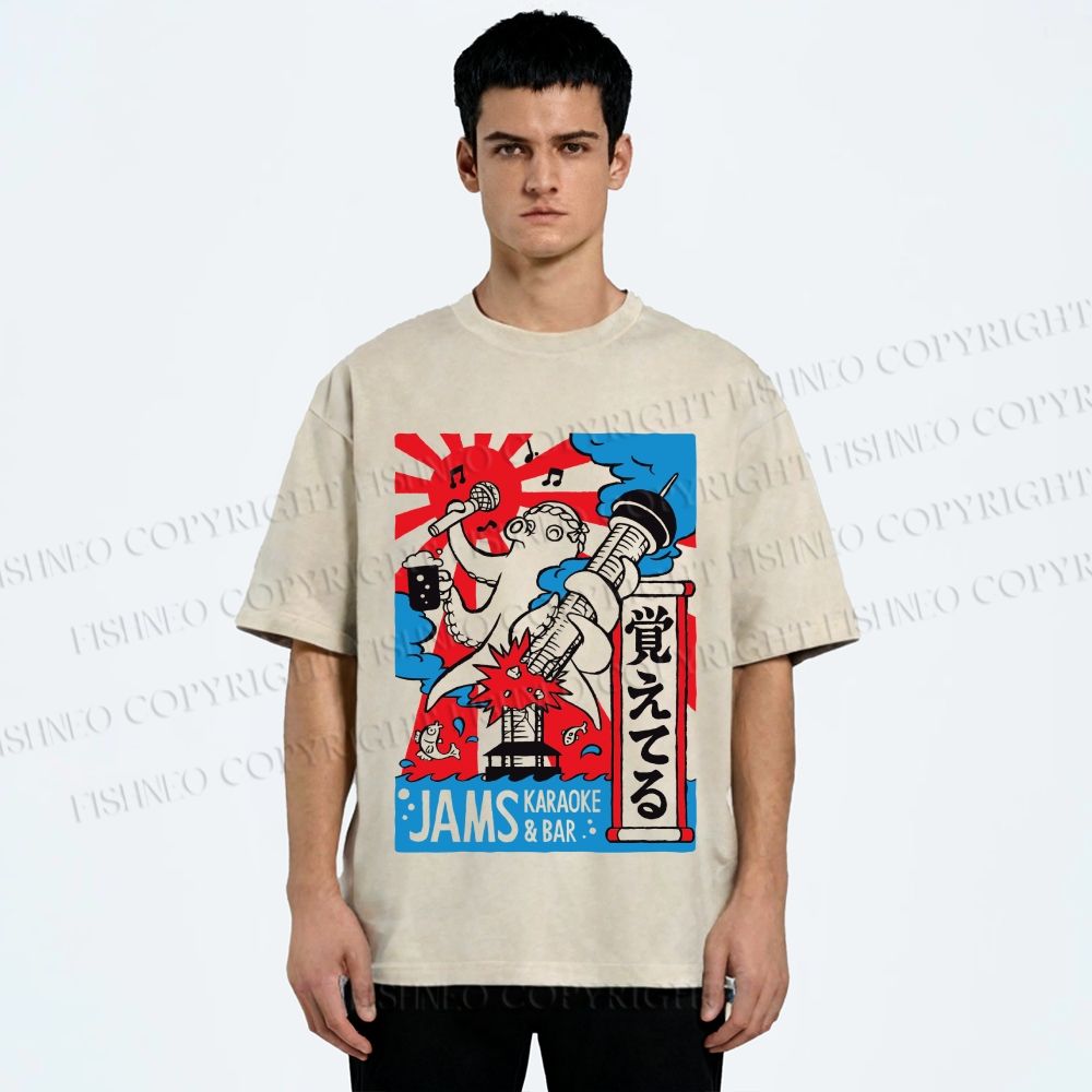 Unisex Jams Karaoke & Bar Printed Washed Tee