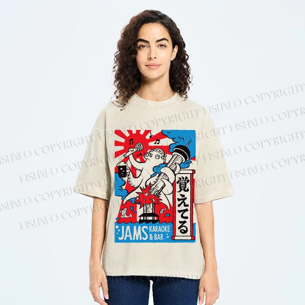 Unisex Jams Karaoke & Bar Printed Washed Tee
