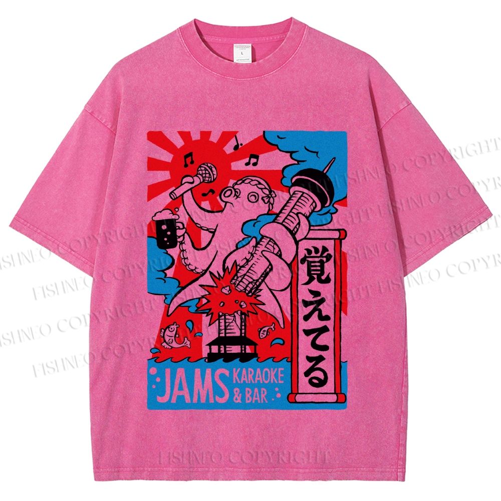 Unisex Jams Karaoke & Bar Printed Washed Tee