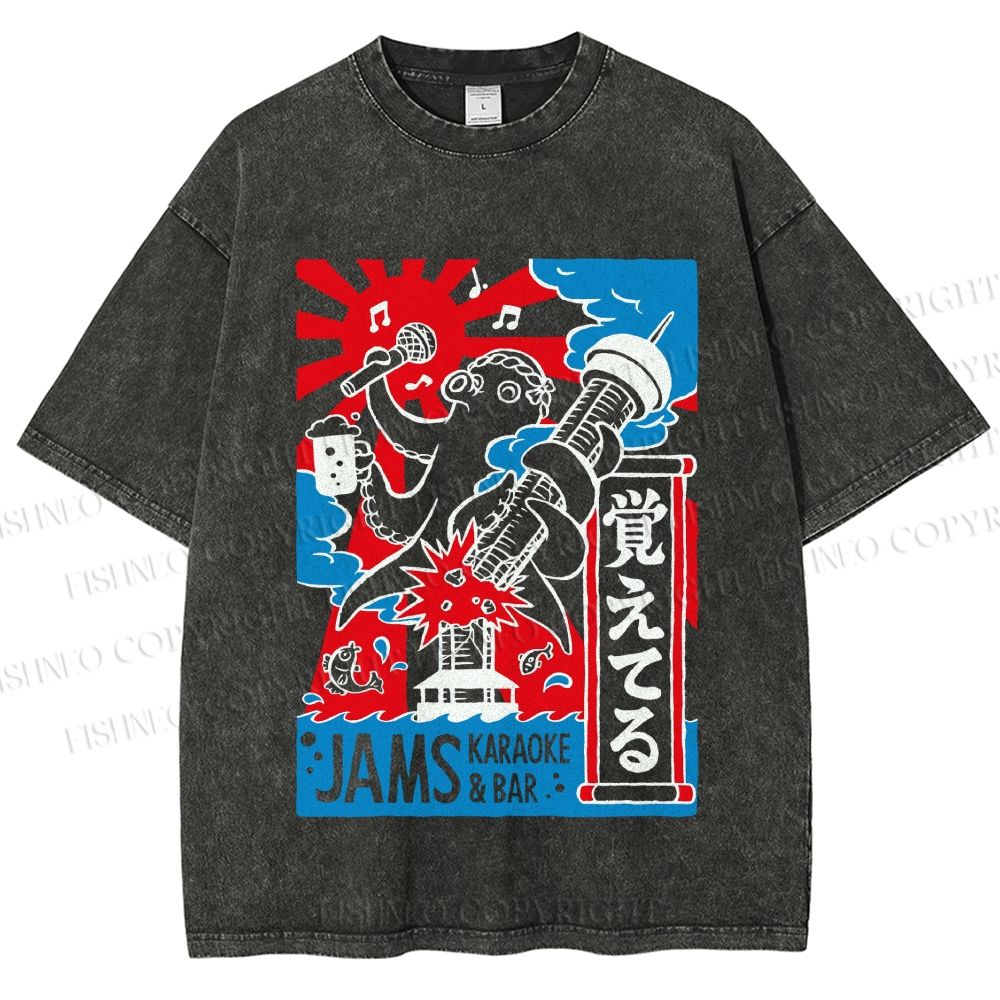 Unisex Jams Karaoke & Bar Printed Washed Tee