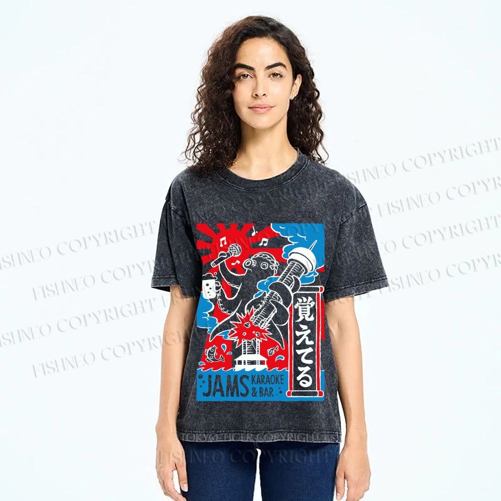 Unisex Jams Karaoke & Bar Printed Washed Tee