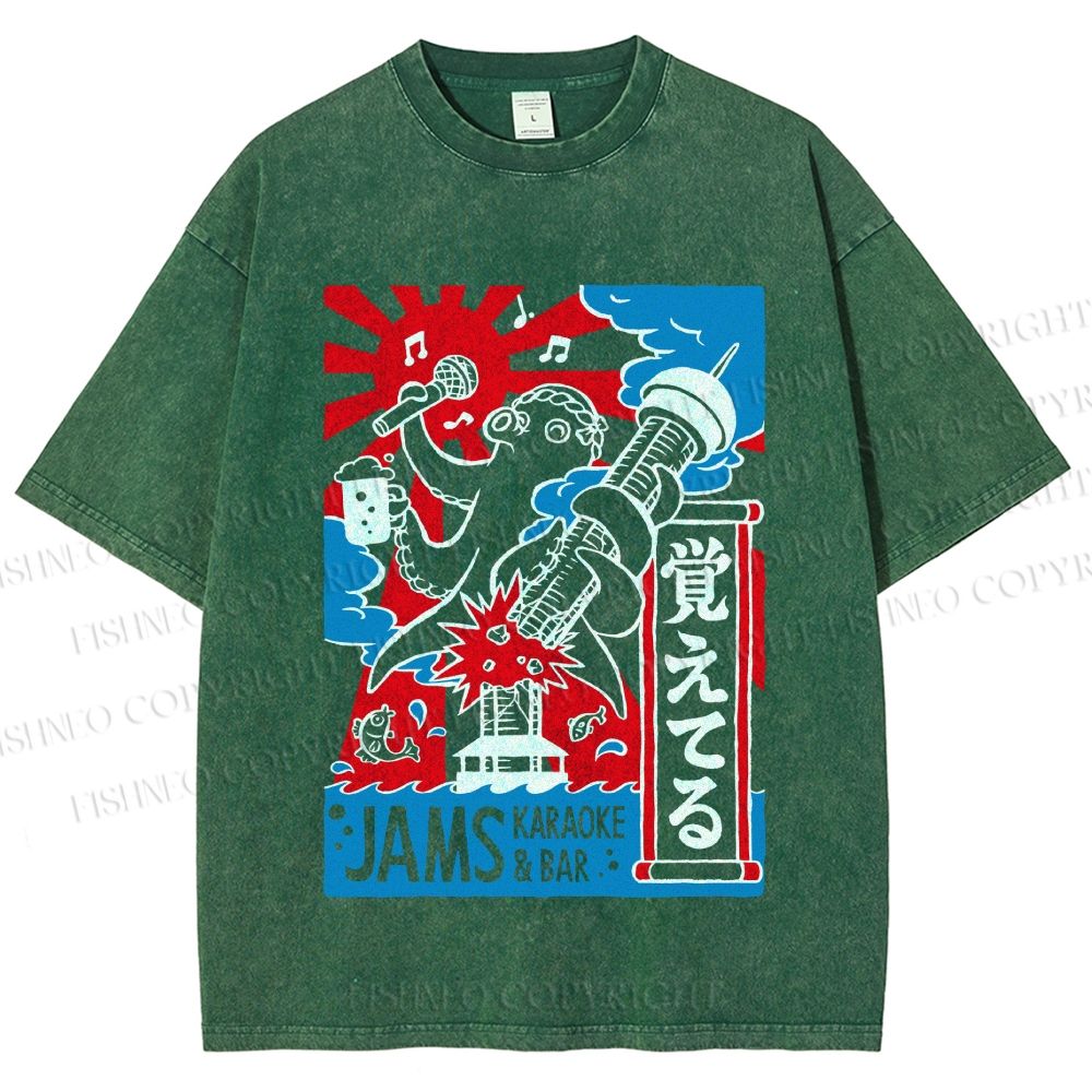 Unisex Jams Karaoke & Bar Printed Washed Tee