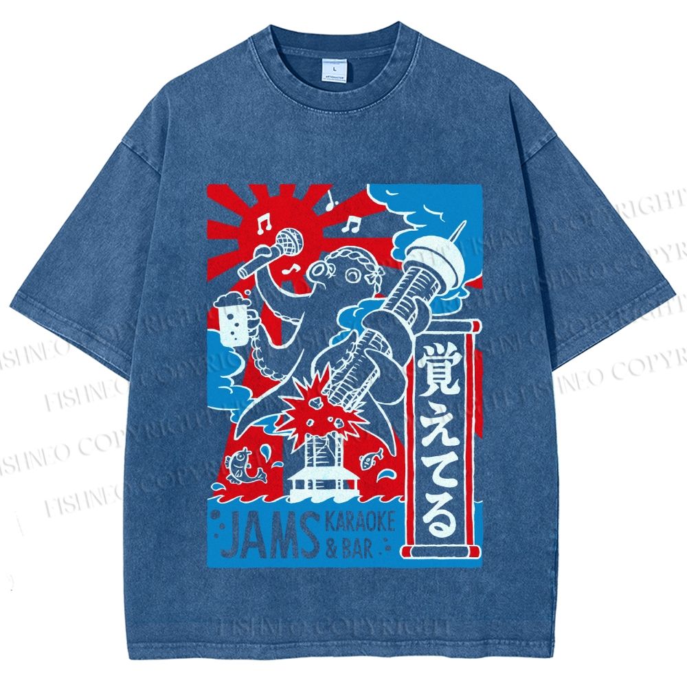 Unisex Jams Karaoke & Bar Printed Washed Tee