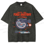 Unisex Fugu Anatomy Printed Washed Tee