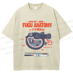 Unisex Fugu Anatomy Printed Washed Tee
