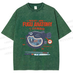 Unisex Fugu Anatomy Printed Washed Tee